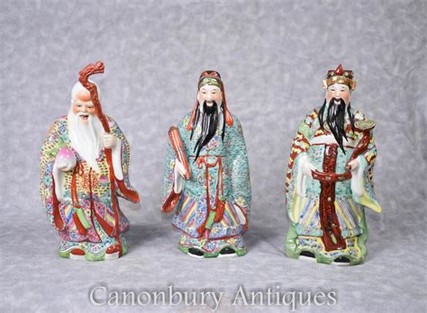 Set 3 Chinese Wise Men Porcelain Figurines Fu Lu Sho Gods