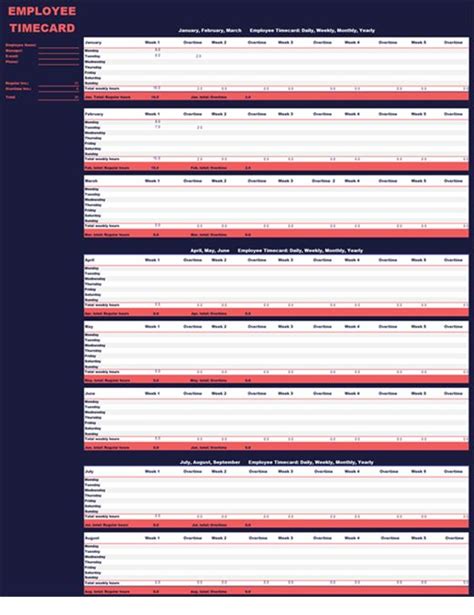 Employee Time Card Templates 7 Free Docs Xlsx And Pdf Formats