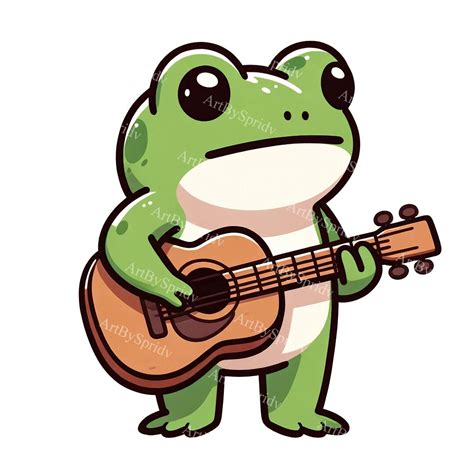 Cartoon Frog Playing Guitar Png Clipart Digital Clip Art For T Shirt