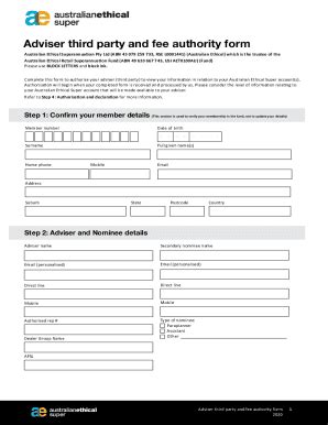 Fillable Online Adviser Third Party And Fee Authority Form Fax Email