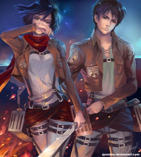 Attack On Titans Mikasa And Eren By Jyundee On Deviantart