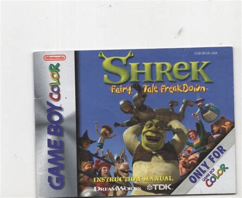 Shrek Fairy Tale Freakdown Gameboy Color Manual Only Authentic No