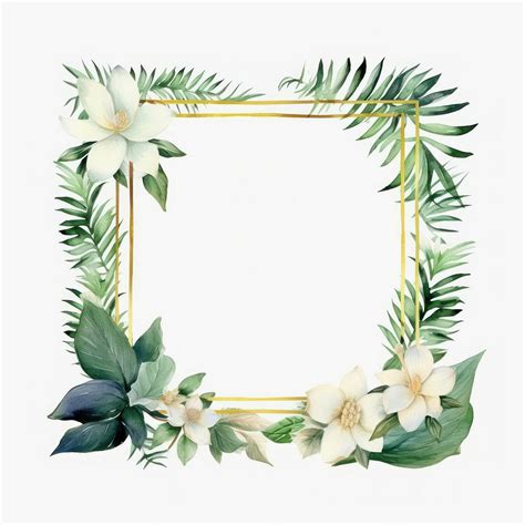 Tropical Botanical Frame Pattern Flower Premium Photo Illustration