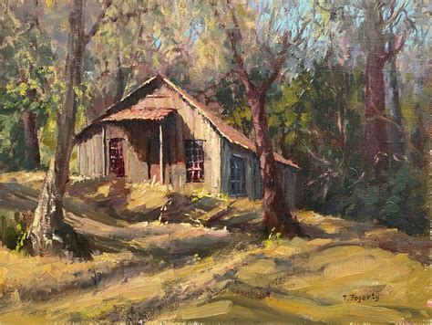 Old Cabin In the Woods Oil painting by Tatyana Fogarty | Old cabin, Original landscape painting ...