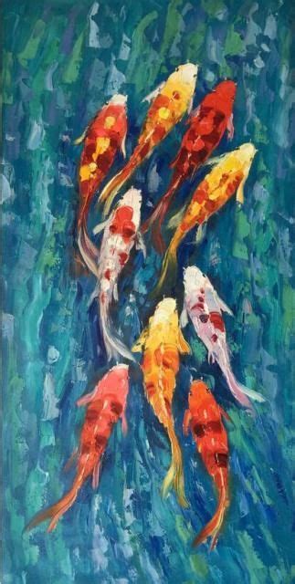 Fish Painting Koi Carp Nine Koi Fishes Oil Painting Sea Landscape