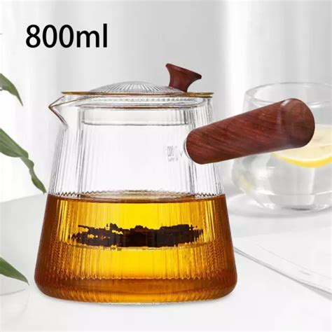 Th I Re En Verre Avec Infuseur Avec Couvercle Et Poign E En Bois