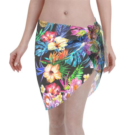 Adobk Colorful Flowers Swimsuit Coverups For Women Beach Bikini Short