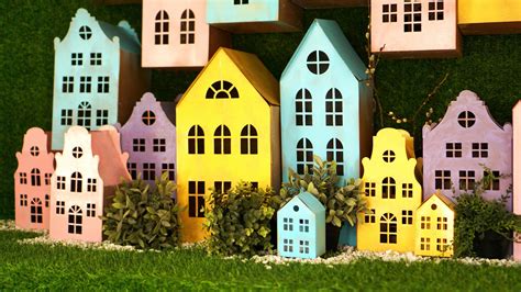 Small cardboard colorful houses made by hand. 3254598 Stock Photo at ...