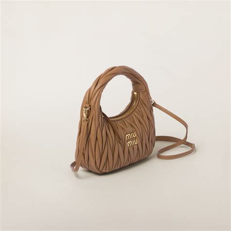 Caramel Wander Matelassé Nappa Leather Hobo Bag Miu Miu