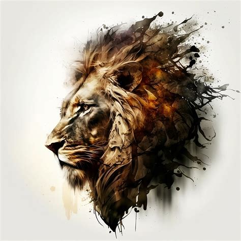 Lion Tattoo Design White Background PNG File Download High Resolution ...