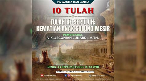 10 TULAH Tulah Ke 10 Kematian Anak Sulung Mesir PAWL Vik Jeconiah