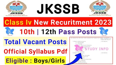 Jkssb Class Iv New Recuritment 2023 Jandk Class Iv New Jobs 2023