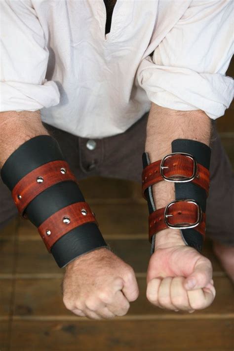 Black With Woodgrain Leather Bracers Vambraces Game Of Thrones