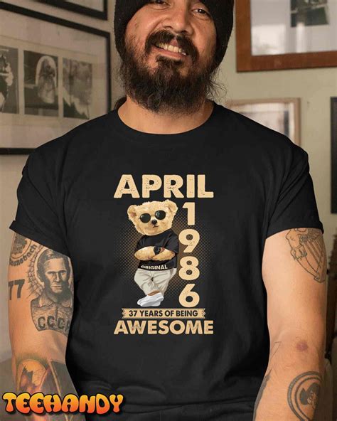 April 1986 37th Birthday 2023 37 Years Of Being Awesome T Shirt