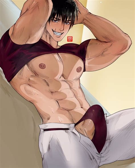 Rule 34 Abs Barayot Big Pecs Bulge Dilf Jujutsu Kaisen Looking At Viewer Male Male Focus Male