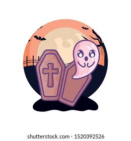 Wood Coffin Christian Cross On Halloween Stock Vector Royalty Free