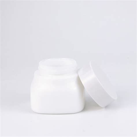 Slant Shoulder White Opal Ceramic Glass Cosmetic Jar Manufacturers And