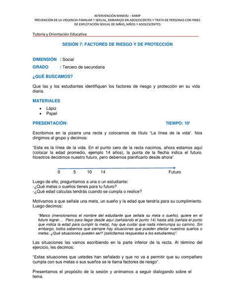 Sesion 7 Factores DE Riesgo Y DE Protecci ô N INTERVENCIN MINEDU