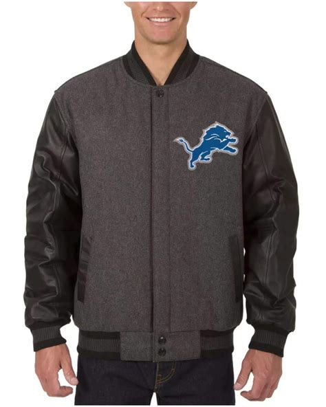 Detroit Lions Embroidered Logos Varsity Jacket La Jacket