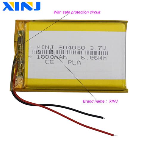 3 7V 1800mAh 6 66Wh Polymer Li Lipo Replacement Battery 604060 For