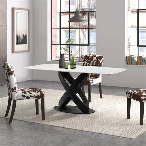 FORCLOVER 71 In Rectangular Luxury Modern White Stone Dining Table