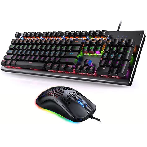 Buy Mechanical Gaming Keyboard And Mouse Combo Rgb Gaming 104 Keys Blue