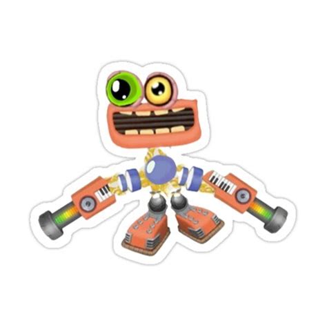 An Orange Robot Sticker With Big Eyes