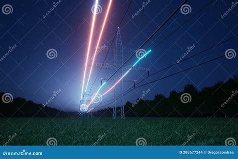 Electricity Transmission Electric Grid Stock Illustration - Illustration of generated, customers ...