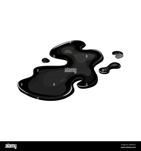 Oil Puddle Slick Spill Cartoon Art Isolated Drop Stain Black Gas