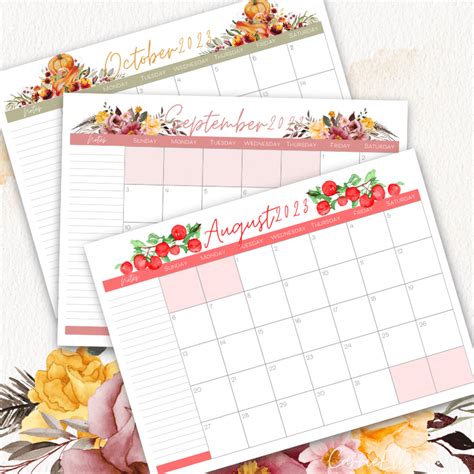 Free Printable 2023 Floral Calendar - Carrie Elle