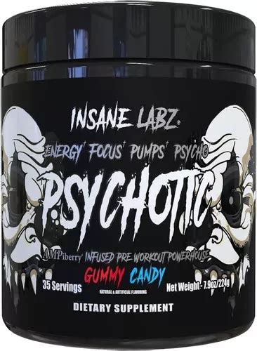 Pre Entreno Insane Labz Psychotic Black 35 Servicios Sabor Gummy Candy