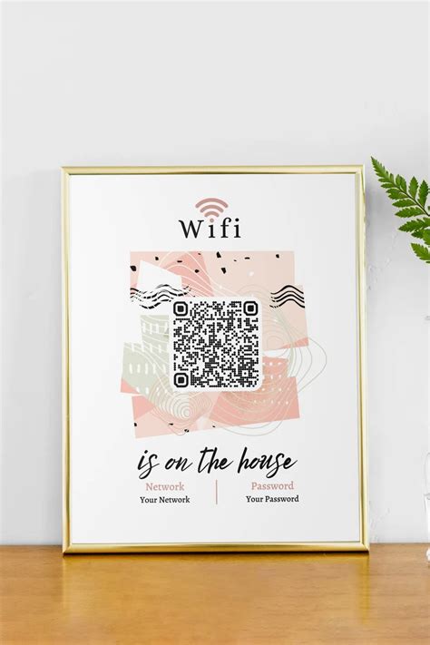 Abstract Custom Wifi Sign Qr Code Template Password Wifi Etsy Wifi