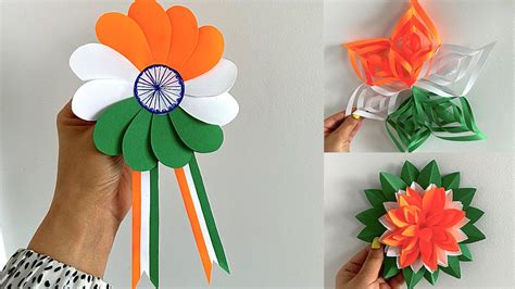 Independence Day Craft Ideas For School Tricolour Flower Badge