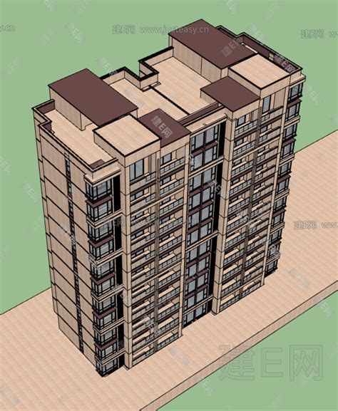 现代住宅楼模型su模型下载 Id116147041 建e室内设计网