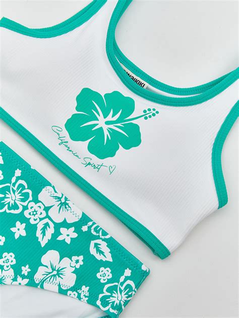 LCW Kids Beyaz Hızlı Kuruyan UV Korumalı Kız Çocuk Bikini S5CY06Z4 Q6K LCW