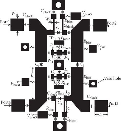 Layout Of The Proposed Microstrip Tunable Quadrature Coupler