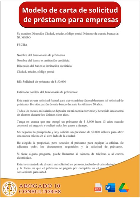 Redacción De Una Carta De Solicitud De Préstamo Para Empresas Formato De Ejemplo