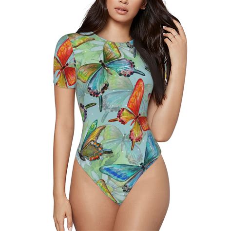 Easygdp Retro Seamless Flying Butterflies Womens One Piece Swimsuit