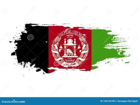 Grunge Brush Stroke With Afghanistan National Flag Watercolor Painting