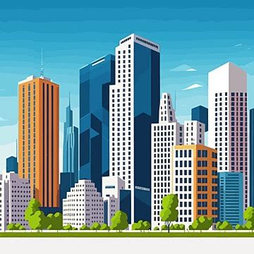 Illustration Of High Rise Buildings City Background Landscape Vector