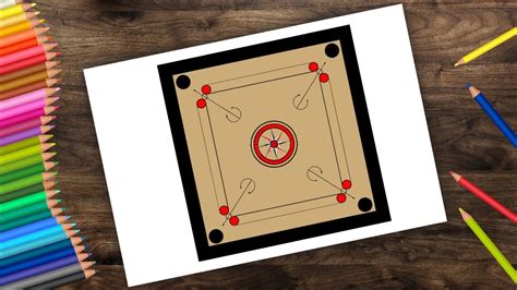 Carrom Board Drawing Step By Step How To Draw Carrom Board YouTube