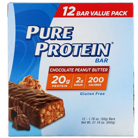 Pure Protein Bar Chocolate Peanut Butter 12 Bars 1 76 Oz 50 G Each