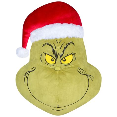 Hanging Plush Green Grinch W Santa Hat Christmas Decoration 42 13 In X