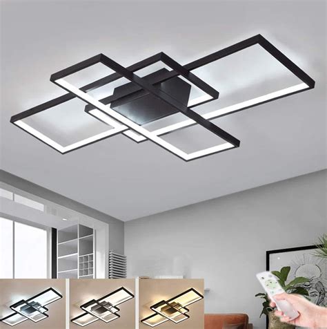 Led Ceiling Light Flush Mount Fixture Modern Dimmable Lamp With Remote