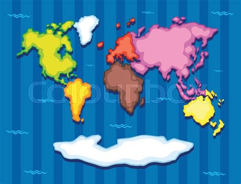 World Map With Seven Continents Stock Vector Colourbox