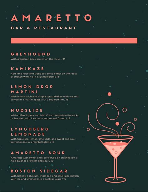 Page 2 Free Printable And Customizable Cocktail Menu Templates Canva