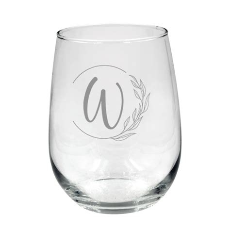 Custom Rustic Monogram Stemless Wine Glass T