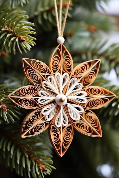 Premium AI Image A Paper Snowflake Hanging From A Christmas Tree