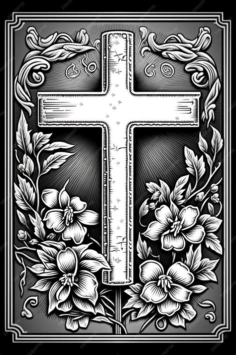 Premium AI Image | Coloring page for adults cross and open bible greyscale