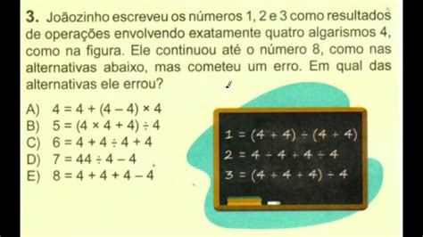 Questão 3 OBMEP 2018 Nível 1 Primeira fase RESOLUÇÃO YouTube